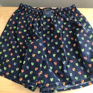 Vintage Polo Ralph Lauren Boxer Shorts Men's size S Navy Blue Flags & Crests